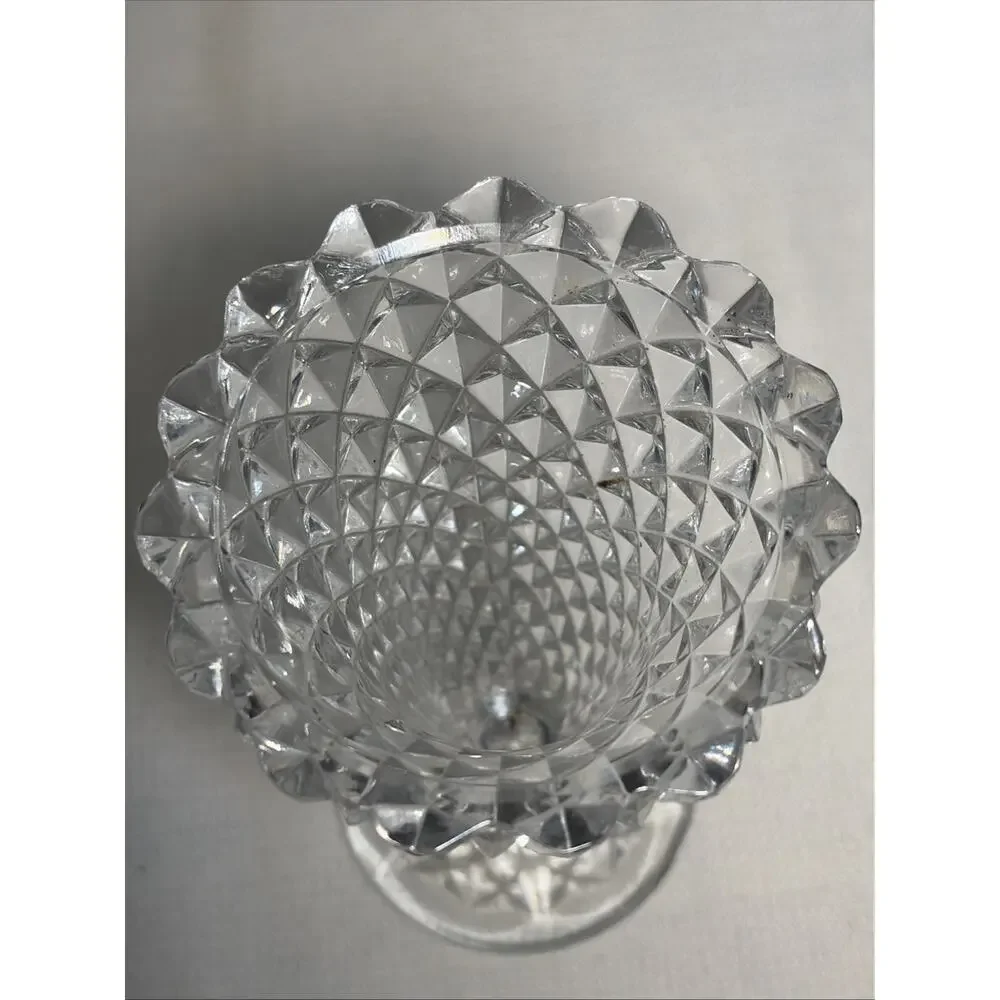 Indiana Glass Diamond Point Clear Vase Vintage Pressed Glass Floral Decor